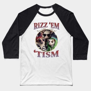 Rizz Em With The Tism Opossums Vintage Funny Possums Autism Awareness Baseball T-Shirt